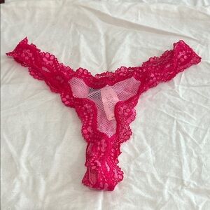 NWT - Victoria's Secret Fuchsia Lace Thong